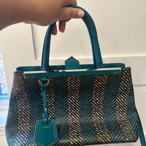 Fendi Teal and Black 2 Jours Satchel
